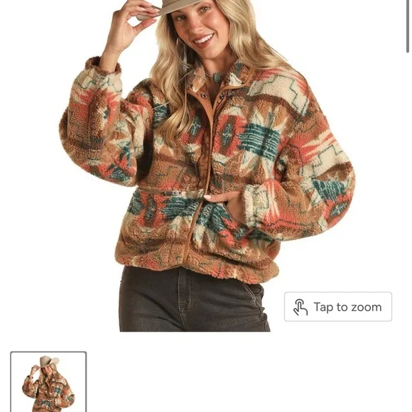 Rock & Roll denim Aztec Fleece Jacket - Picture 3 of 3